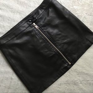 All Saints Lena Vegan Leather Front Zip Mini Skirt